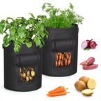 2-Pack Potato Grow Bags with Harvest Window - Heavy Duty Fabric Aeration Pots for Vegetables, Tomatoes, and Carrots