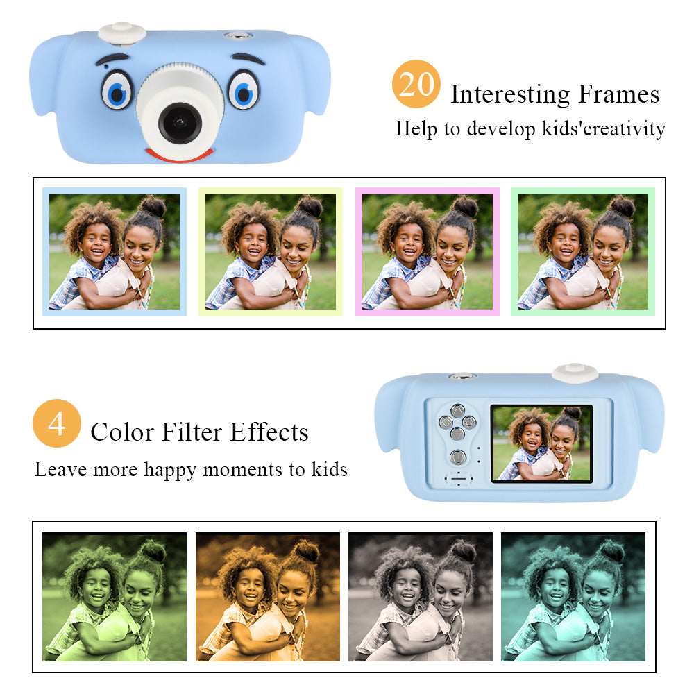 Kids Digital Sports Camera Toy with Silicone Case - Portable Mini Video Camera Gift for Boys and Girls with Stickers