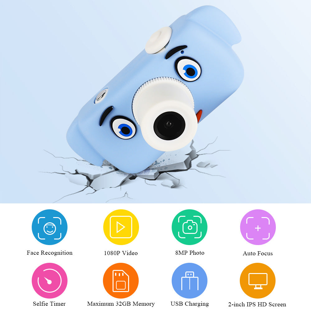 Kids Digital Sports Camera Toy with Silicone Case - Portable Mini Video Camera Gift for Boys and Girls with Stickers