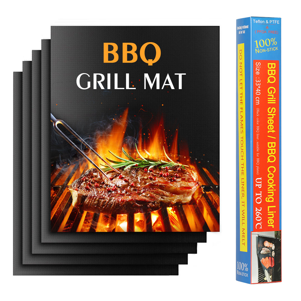 Grill Mats Baking Cooking Sheet Liner Reusable Barbecue Grilling Accessories Non-Stick Heavy Duty Suitable for Gas Charcoal Electric Grill 5 Pack