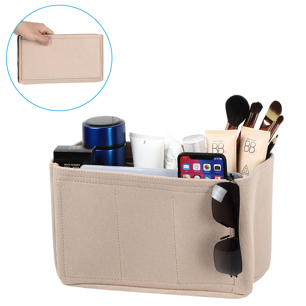 Premium Felt Purse Organizer Insert with Zipper - Structured Handbag Shaper for Tote Bags