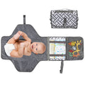 Portable Diaper Changing Pad with Built-in Storage - Foldable Travel Changing Mat for Babies, Grey Pattern