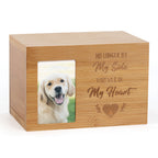 Wooden Pet Memorial Urn with Photo Frame - Keepsake Shadow Box for Dog or Cat Ashes with Engraved Tribute