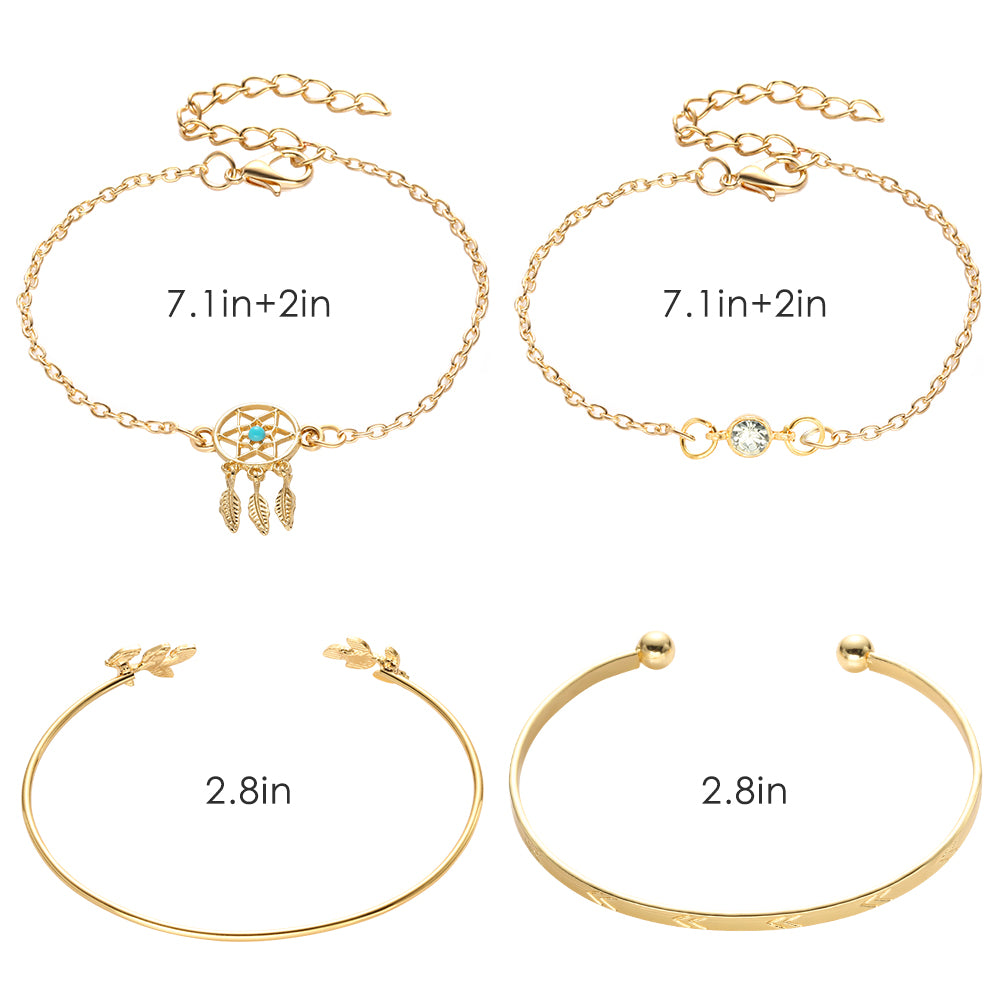 10-Piece Gold Accessory Set for Women and Girls featuring 6 Pairs of Hypoallergenic Hoop Earrings and 4 Coordinating Bracelets