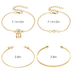 10-Piece Gold Accessory Set for Women and Girls featuring 6 Pairs of Hypoallergenic Hoop Earrings and 4 Coordinating Bracelets