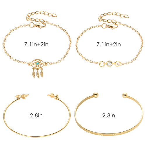 10-Piece Gold Accessory Set for Women and Girls featuring 6 Pairs of Hypoallergenic Hoop Earrings and 4 Coordinating Bracelets