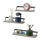 Rustic Wooden Floating Shelves Set of 3 - Wall Mounted Decorative Display Racks for Living Room & Bedroom