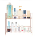 2-Tier Rose Gold Countertop Spice Rack Organizer - Elegant Metal Kitchen Storage Shelf for Jars and Bottles