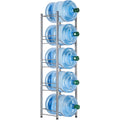 5-Tier Water Cooler Jug Rack, 5 Gallon Bottle Storage, Detachable Heavy Duty Holder for Home, Office (Silver)