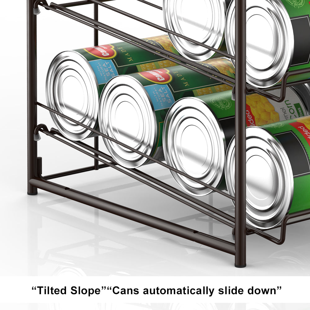 3-Tier Stackable Can Organizer for Pantry & Cabinet - Holds 36 Cans, First-In First-Out Gravity Flow Dispenser