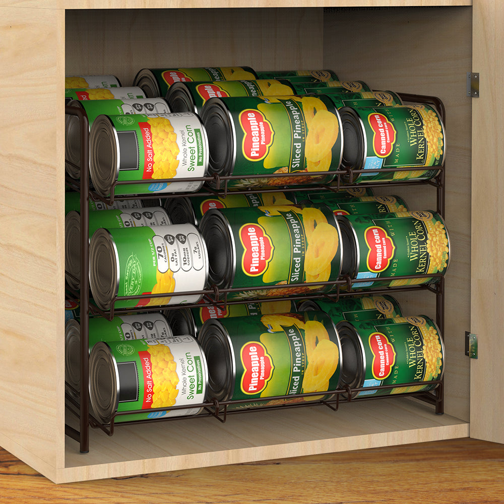 3-Tier Stackable Can Organizer for Pantry & Cabinet - Holds 36 Cans, First-In First-Out Gravity Flow Dispenser