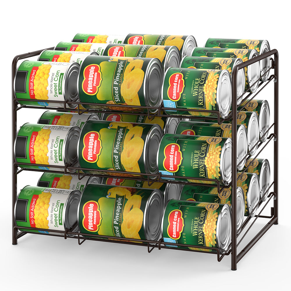 3-Tier Stackable Can Organizer for Pantry & Cabinet - Holds 36 Cans, First-In First-Out Gravity Flow Dispenser