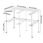 Adjustable 2-Tier White Iron Spice Rack, Stackable and Expandable Kitchen Cabinet and Pantry Organizer Shelf