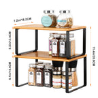 2-Pack Expandable Cabinet Shelf Organizers - Stackable Kitchen Counter & Pantry Shelves, Black Metal