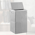 Large Collapsible Laundry Basket with Lid & Liner - Waterproof Clothes Hamper with Handles, Grey