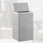 Large Collapsible Laundry Basket with Lid & Liner - Waterproof Clothes Hamper with Handles, Grey