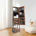 Floor Standing Jewelry Cabinet Armoire - Large Capacity Storage with Interior Mirror and Drawer