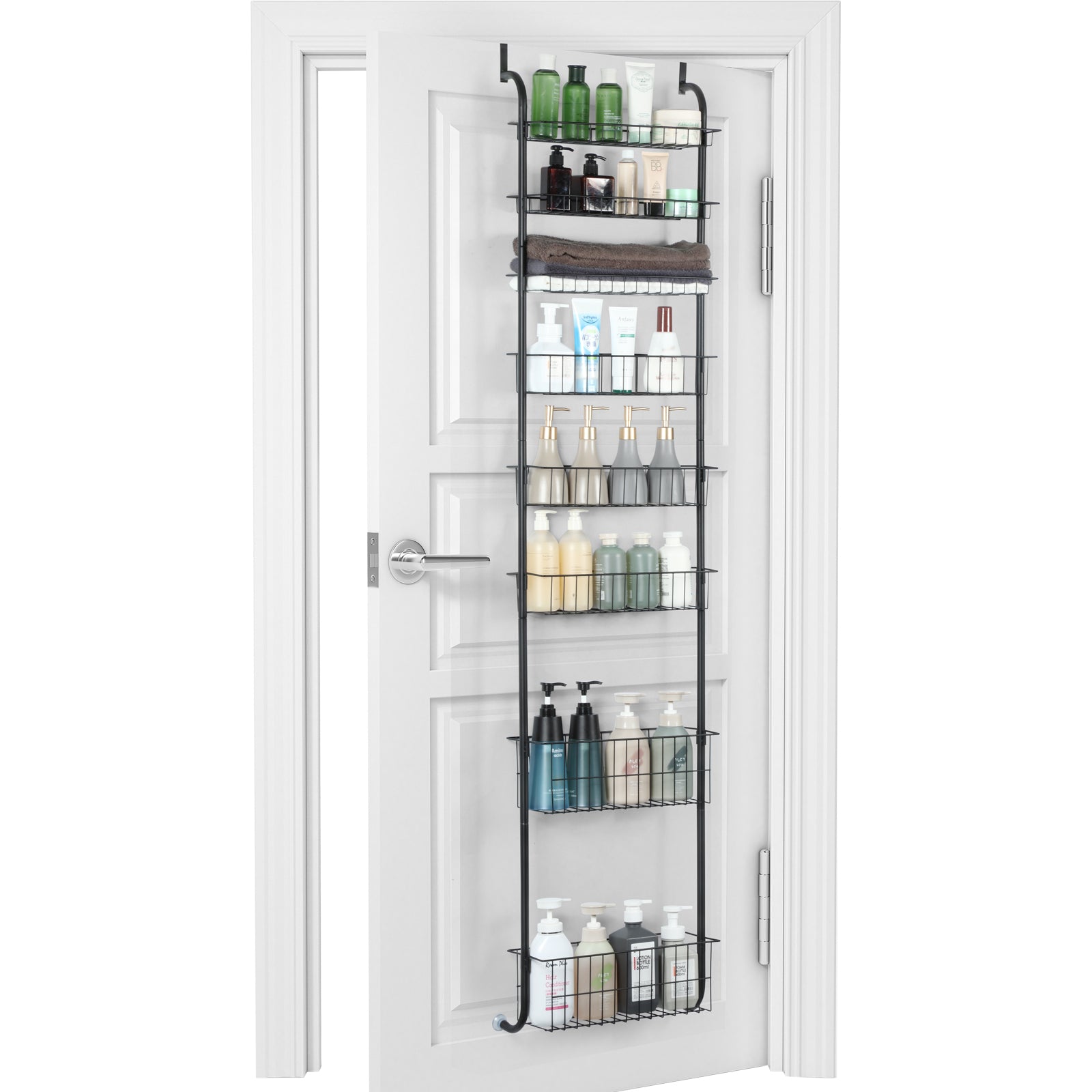 8-Tier Over The Door Pantry Organizer, Heavy-Duty Metal Spice Rack with Adjustable Large Baskets, Space-Saving Hanging Storage for Kitchen, Bathroom & Closet,