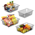 4-Pack Large Metal Wire Storage Baskets, Stackable Pantry Bins & Freezer Organizer for Kitchen Cabinets, Office, Bathroom & Countertop,