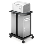 2-Tier Computer Tower Stand with Wheels, Under Desk PC Holder for Large Towers, Rustic Wood Printer Stand Table with Lockable Casters,