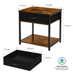 Desktop Printer Stand with Storage, 2-Tier Small Printer Table with Fabric Drawer & Wooden Shelf, Office Organizer for Fax & Scanner,