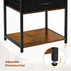 Desktop Printer Stand with Storage, 2-Tier Small Printer Table with Fabric Drawer & Wooden Shelf, Office Organizer for Fax & Scanner,