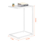 Set of 2 White C-Shaped End Tables, Modern Minimalist Snack Side Tables for Couch & Bed, Slide-Under Sofa Tables,