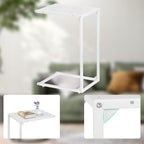 Set of 2 White C-Shaped End Tables, Modern Minimalist Snack Side Tables for Couch & Bed, Slide-Under Sofa Tables,