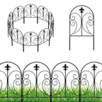 10-Pack Decorative Garden Fence, 24"H x 10ft Rustproof Metal Animal Barrier for Yard, Dog & Rabbit Proof Fencing, Arched Design,