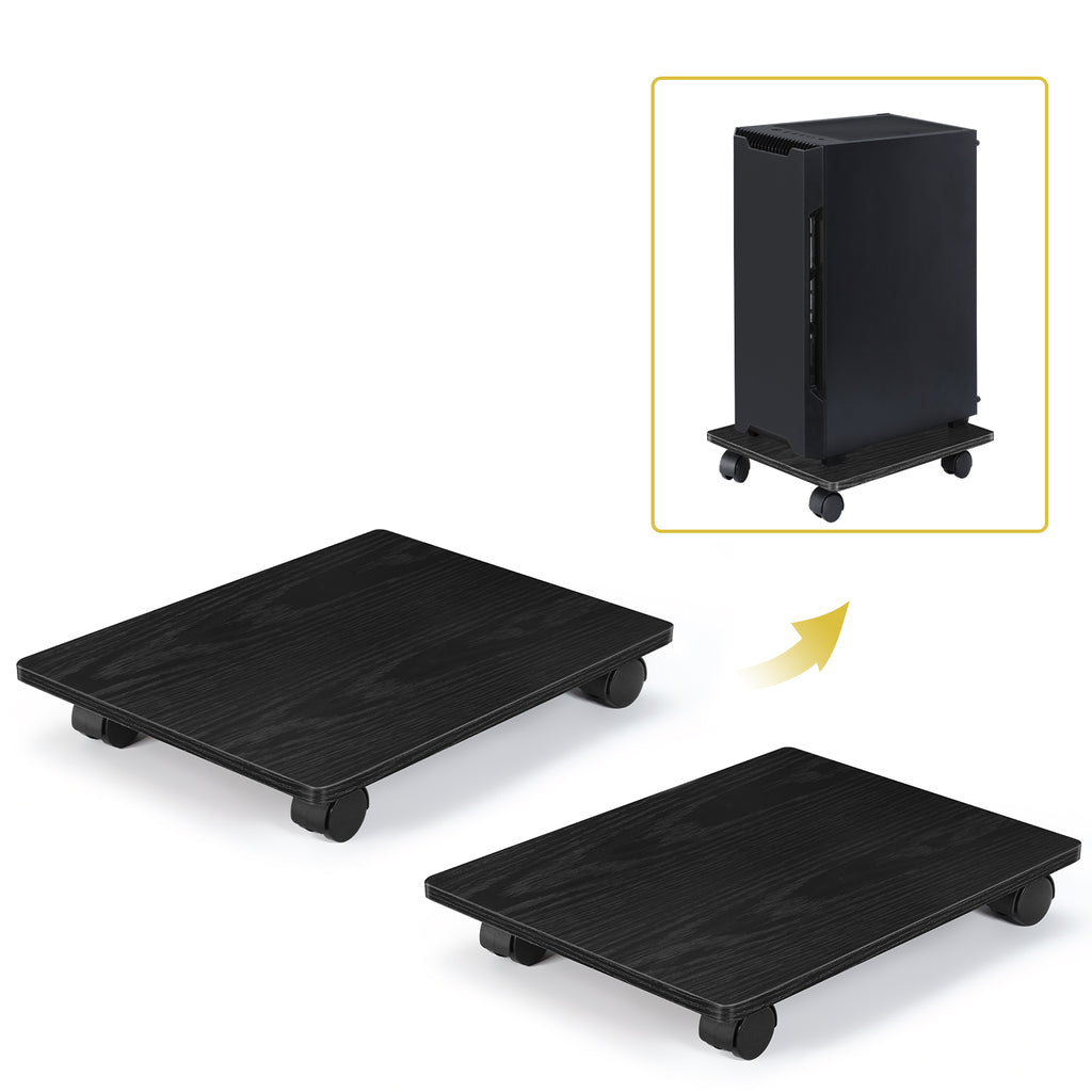 Set of 2 Computer Tower Stand with Lockable Wheels, Under Desk PC Holder Stand, CPU Cart for Home Office,