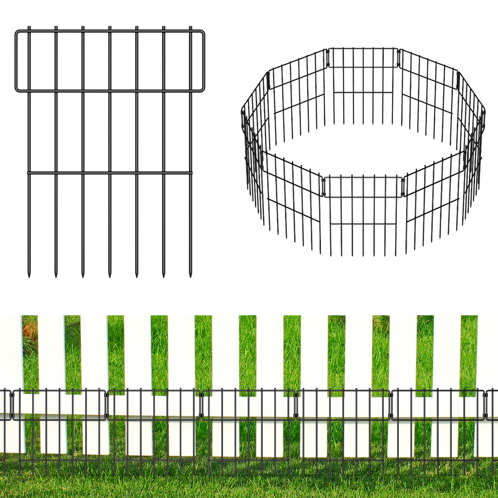 10-Pack Garden Fence Animal Barrier, Rustproof Metal Short Panels No-Dig Fencing for Yard & Flower Beds,