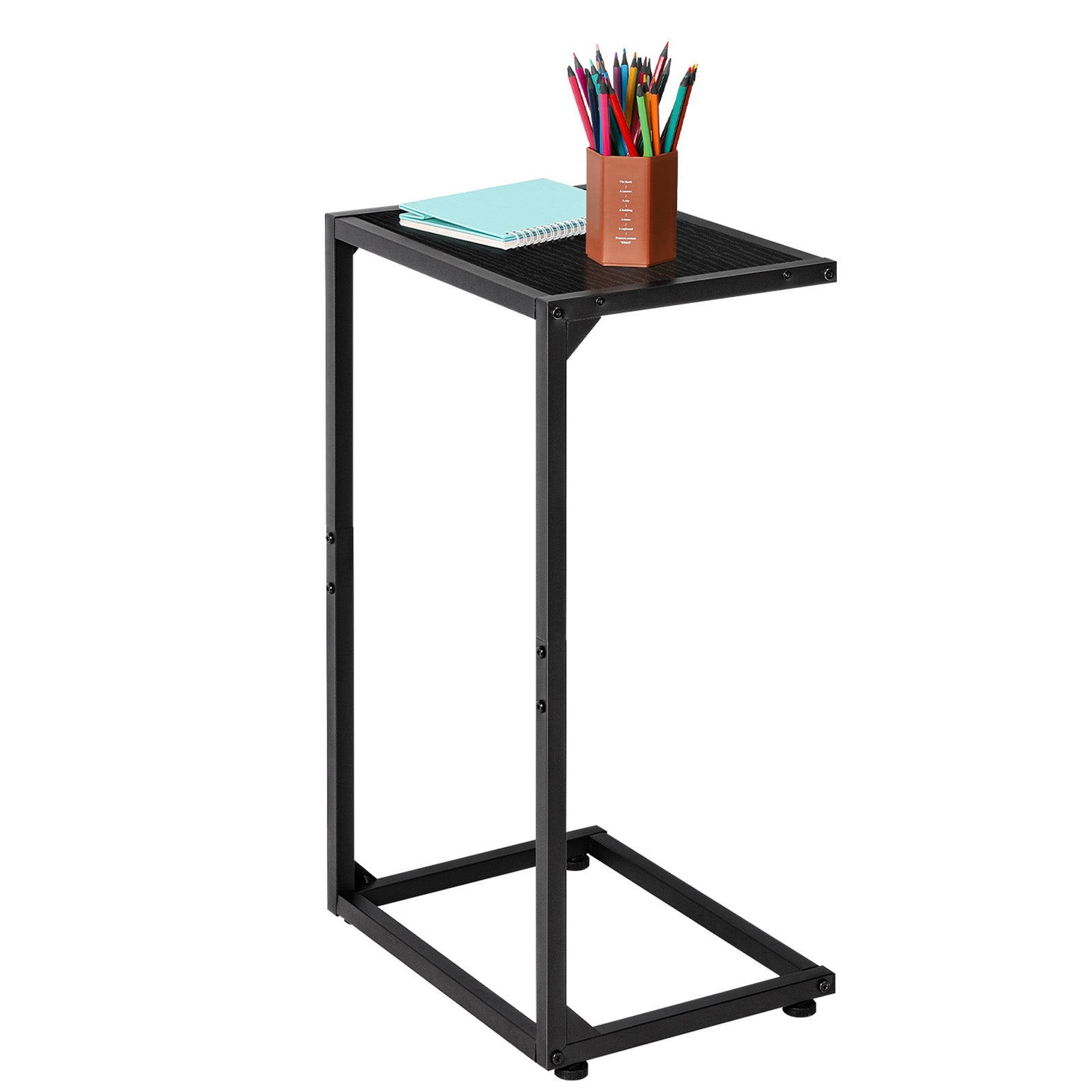 Set of 2 Black C-Shaped End Tables, Small Side Tables for Living Room & Bedroom, Industrial Snack Tables,