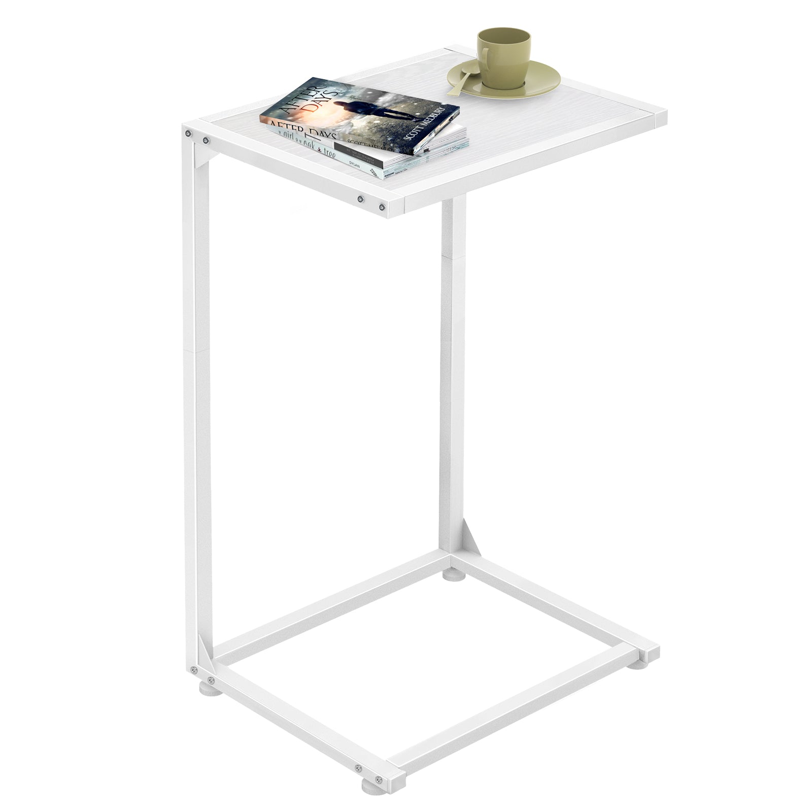 Set of 2 Black C-Shaped End Tables, Small Side Tables for Living Room & Bedroom, Industrial Snack Tables,