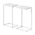 Set of 2 White C-Shaped End Tables, Modern Slide-Under Sofa Side Tables for Small Spaces & Bedroom,