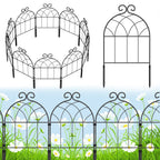 20-Piece Decorative Metal Garden Fence, Interlocking Flower Bed Edging Border, White Retro Design
