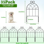 20-Piece Decorative Metal Garden Fence, Interlocking Flower Bed Edging Border, White Retro Design