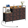 52-Inch Extra Wide Dresser with 8 Drawers & Charging Station, TV Stand for Bedroom with Fabric Storage Bins,