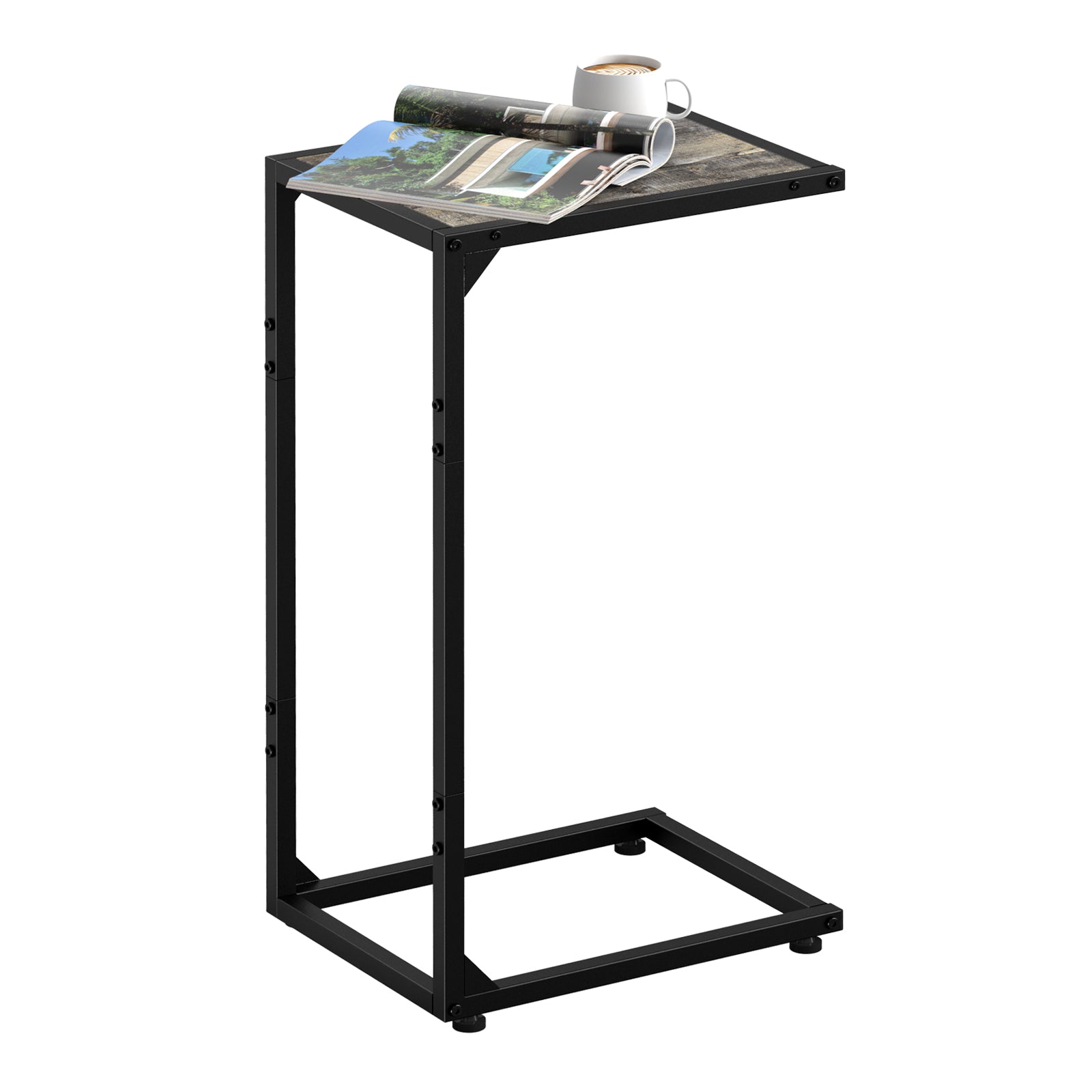 C-Shaped Side Tables for Small Spaces (Set of 2) - Black Industrial Snack Table, Sofa & Bedside Use