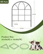 20-Pack Decorative Garden Fence - 6-Grid Style Metal Animal Barrier - Rustproof Outdoor Fencing for Yard & Flower Beds, Black