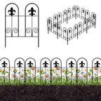 20-Pack Decorative Garden Fence, 16.5"H Fleur-de-lis Animal Barrier for Patio & Yard, Rustproof Metal Wire,