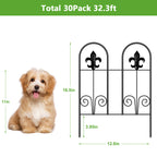 20-Pack Decorative Garden Fence, 16.5"H Fleur-de-lis Animal Barrier for Patio & Yard, Rustproof Metal Wire,