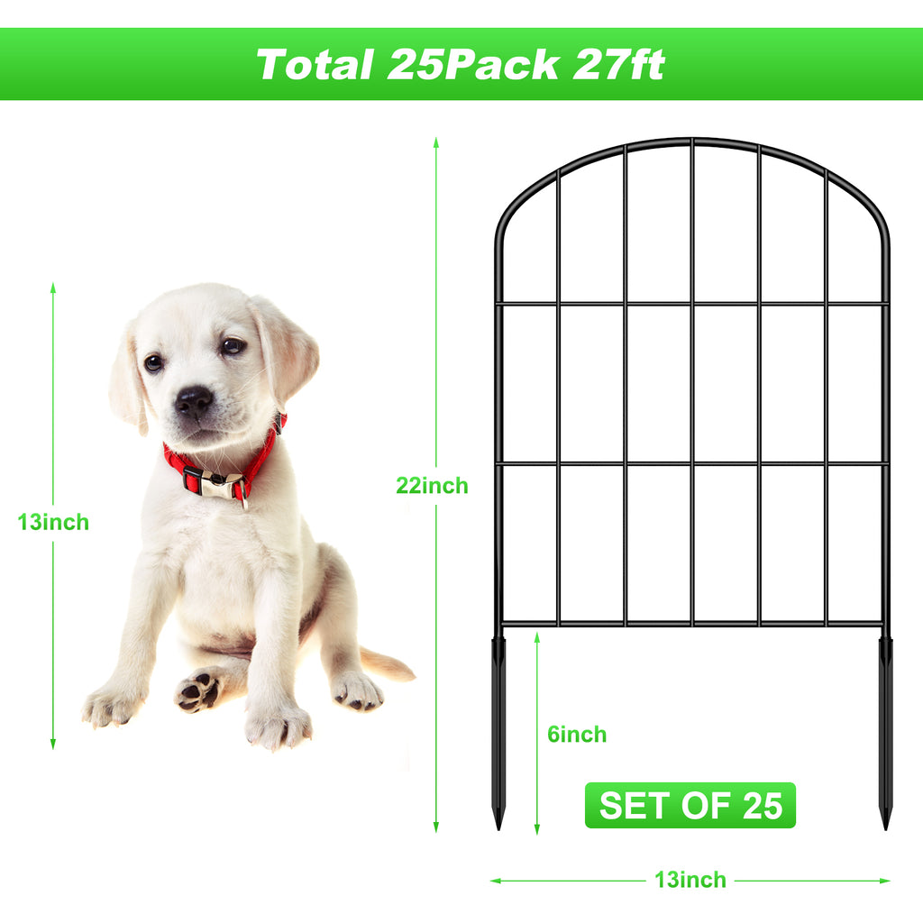 10-Pack Arched Garden Fence Panels, 22"H x 10ft L Rustproof Wire Edging with Stabilizing Plastic Stakes