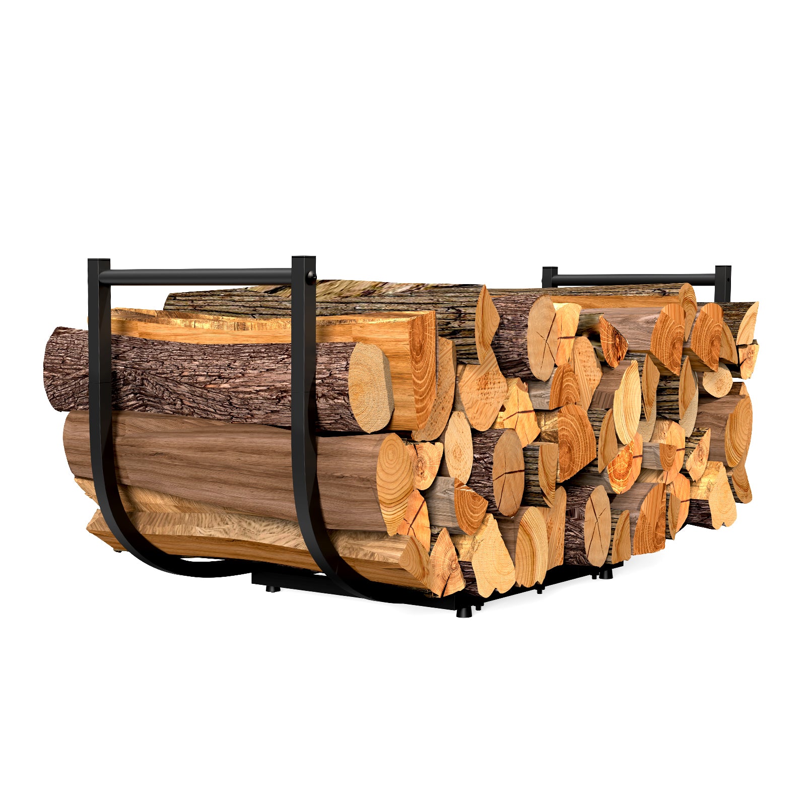33-Inch Heavy Duty Firewood Rack, U-Shaped Metal Log Holder for Fireplace, Outdoor Log Stacker and Organizer for Patio and Fire Pit, Black,