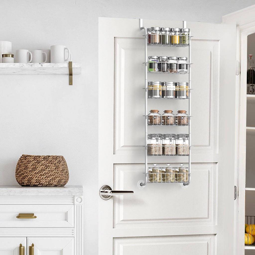 12-Tier Over The Door Pantry Organizer, Adjustable Metal Storage Rack for Kitchen & Laundry Room