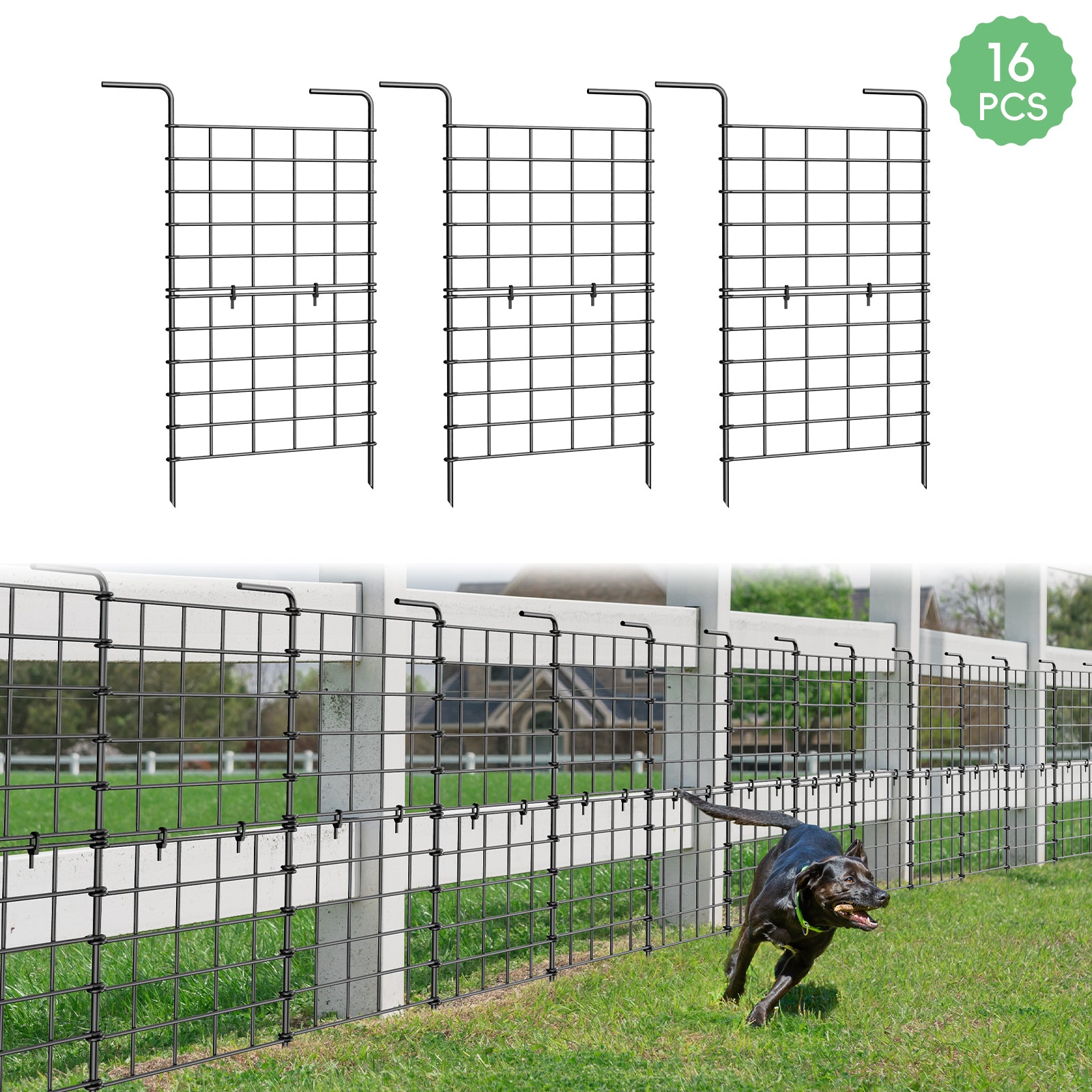 16-Pack Decorative Garden Fence 24in High - Coated Rustproof Metal Wire Border for Flower Beds