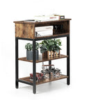 Industrial Coffee Table with Open Storage Shelf - Rustic Brown Living Room Center Table with Metal Frame