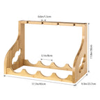 Bamboo Tabletop Wine and Stemware Organizer - Holds 4 Bottles and 4 Long-Stemmed Glasses - Countertop Storage Rack for Home and Kitchen Decor