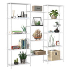 Modern 5-Tier Bookshelf and Display Rack, Tall Minimalist Storage Organizer for Living Room and Office, White Metal Frame,