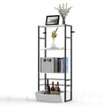 4-Tier White Bookshelf with Storage Bin, Modern Toy Organizer and Display Shelf for Kids Room, Bedroom and Home Office,