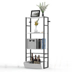 4-Tier White Bookshelf with Storage Bin, Modern Toy Organizer and Display Shelf for Kids Room, Bedroom and Home Office,
